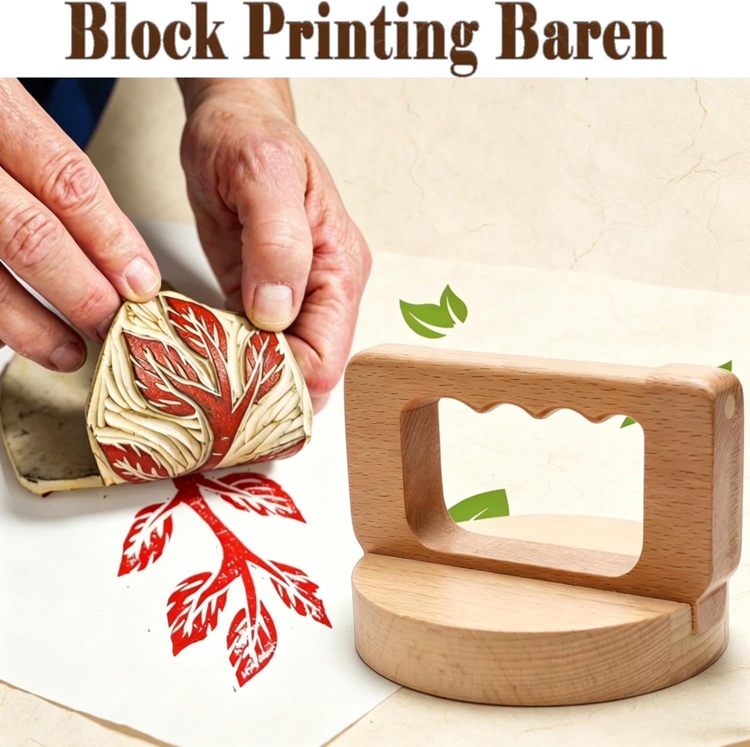 Pryiuiyo Pressing Block Printing Baren, Beech Wood Baren for Printmaking