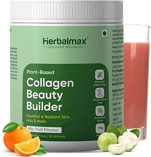 Herbalmax Veg Collagen Supplements Beauty Builder 195g | Plant-Based Collagen Powder for Hair, Skin, Nails & Joints | With... Price In India