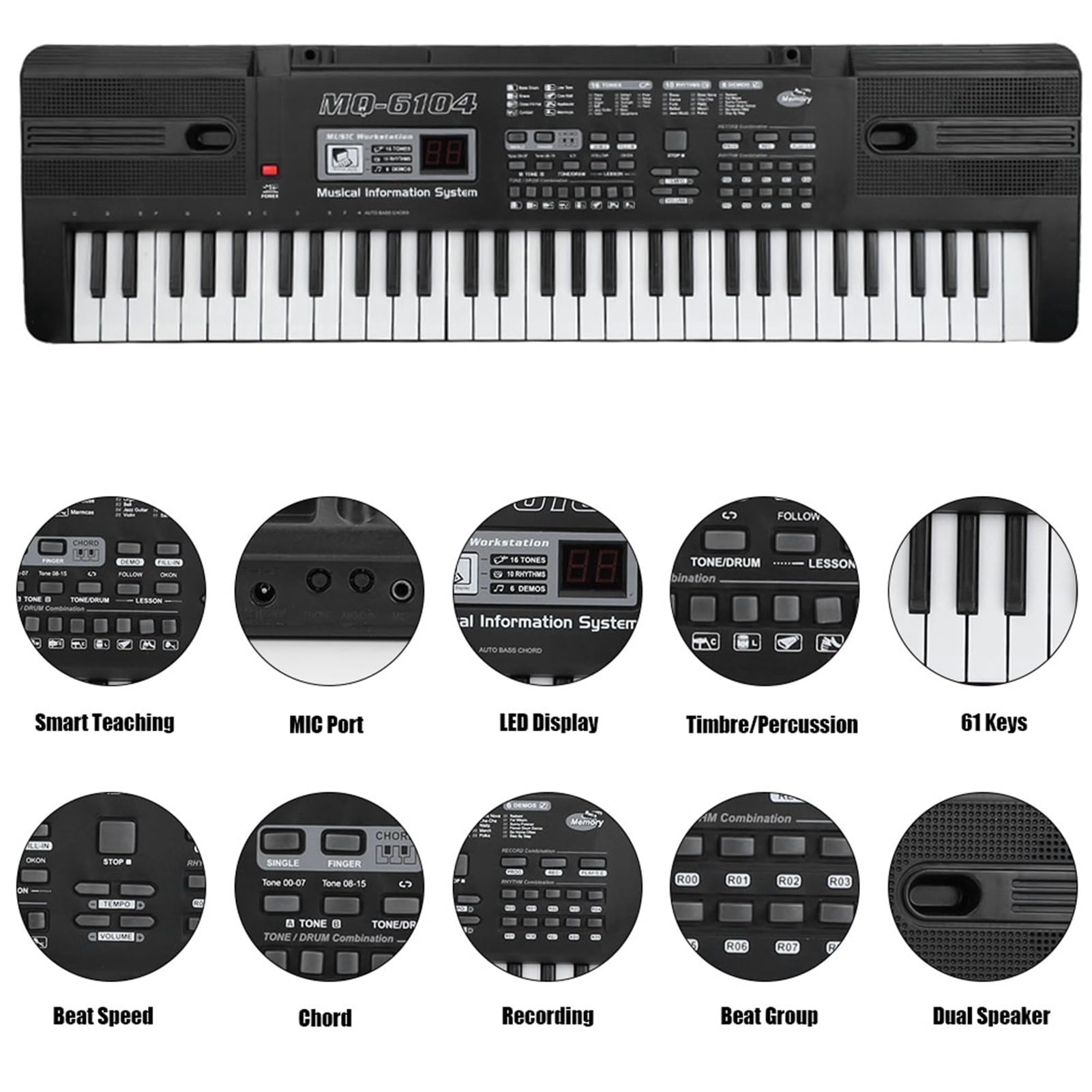61 Teclas Teclado de Piano, Teclado de Música e Ic Portátil órgano Digital de órgano Electrónico Aleesis Teclado Klavier Tasten Tastiera Tasti Clavier Tastatur Kinder Piano Small