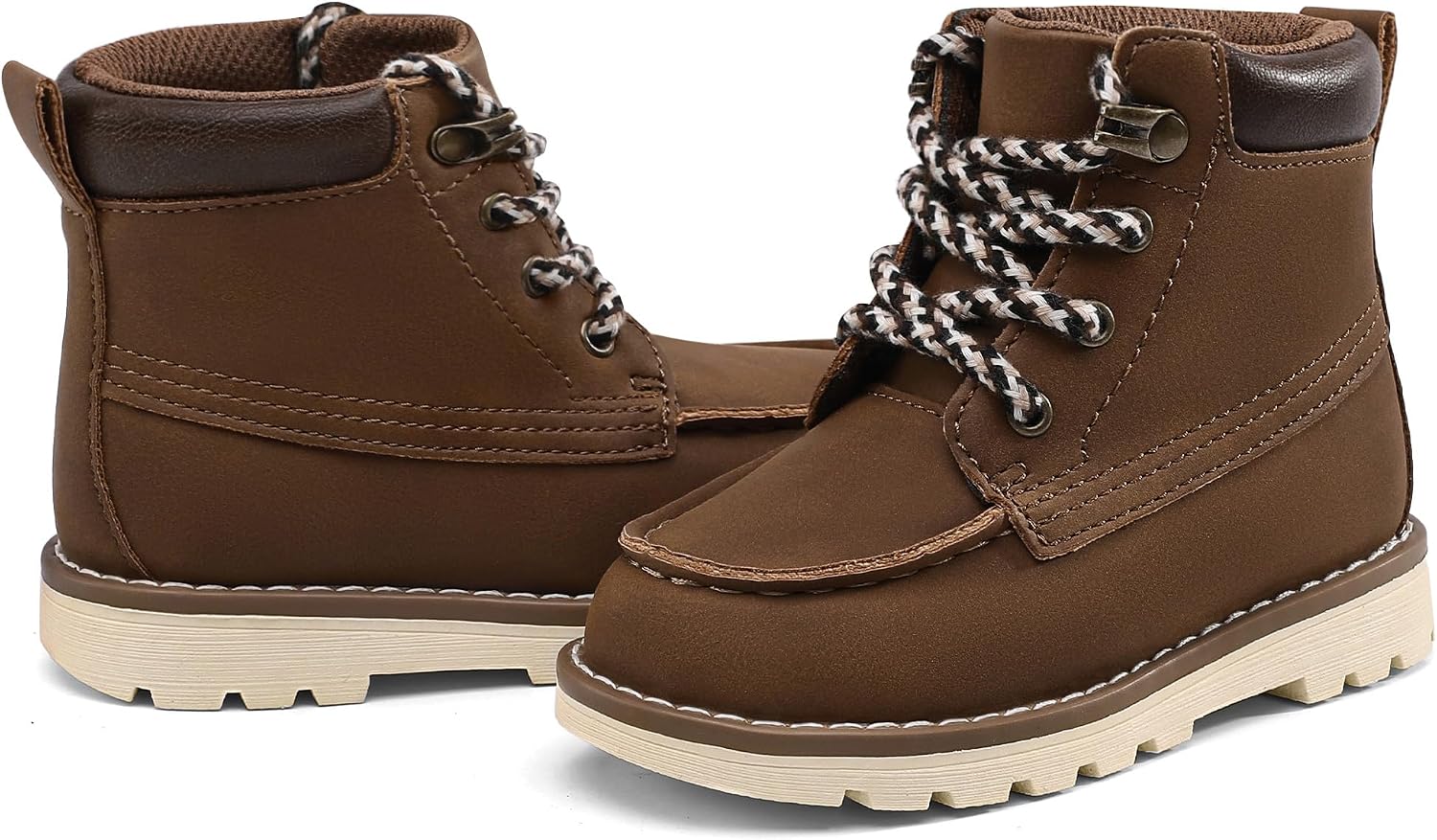 Bigwow Boys Brown Boots Waterproof Anti Slip Lace Up High Top Sneakers Boot Faux Leather