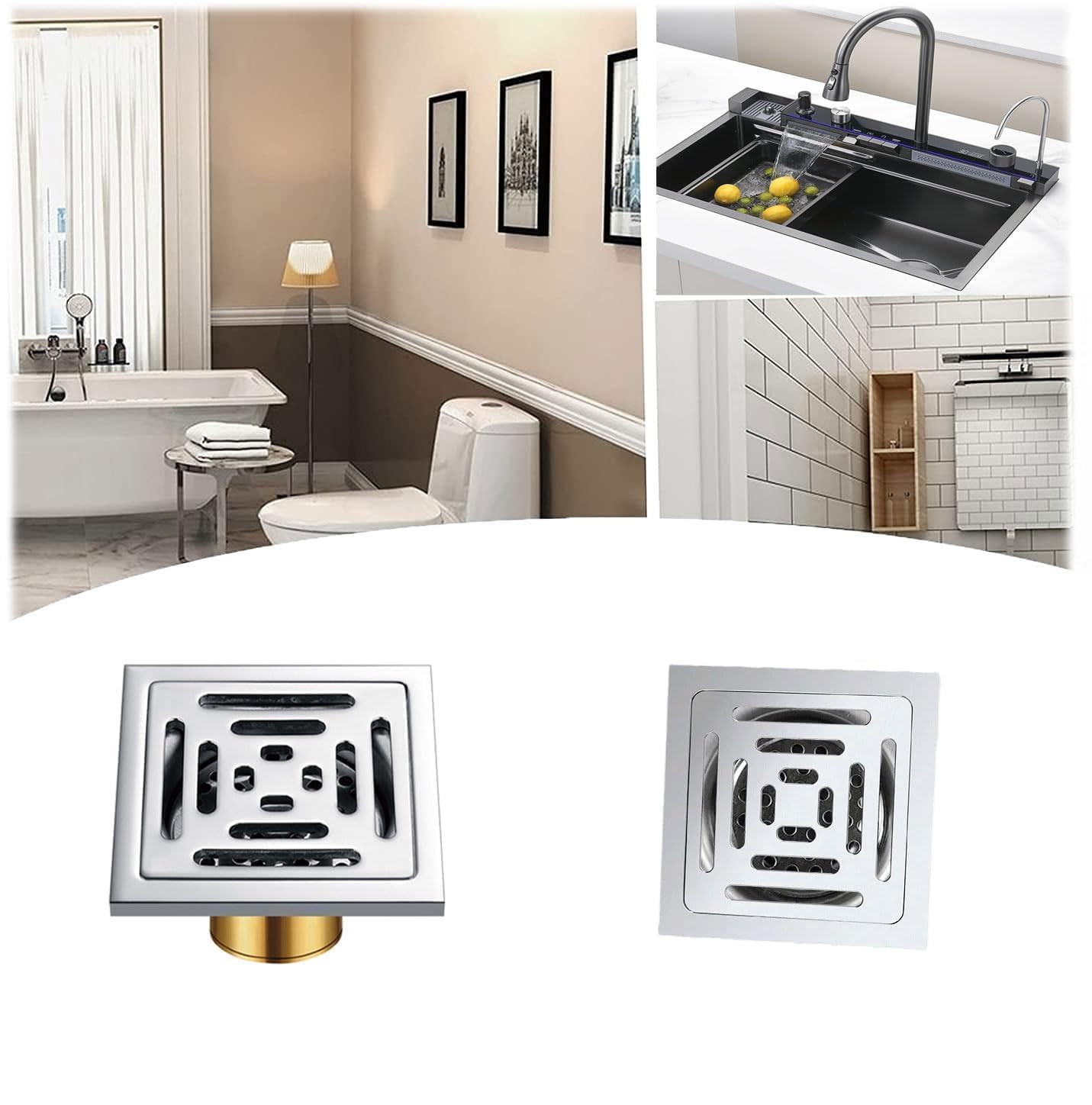 Siphon De Sol, Acier Inoxydable Salle De Bain Siphon De Sol Égouttoir