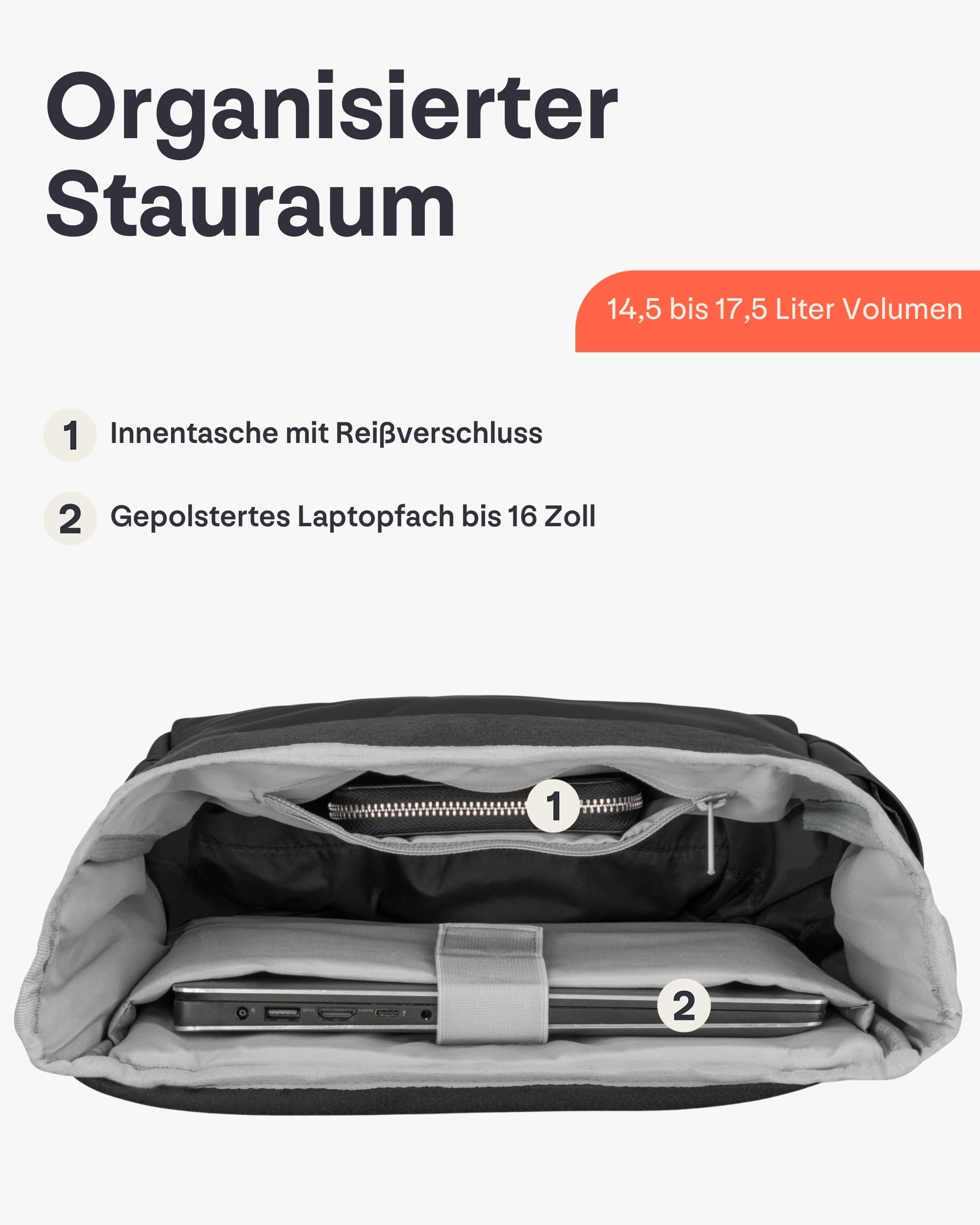 Johnny Urban Rucksack Damen & Herren - Harvey Medium - Rolltop Mit Laptopfach für Uni Business City - 15L - Matte PU Beschichtung - Wasserabweisend