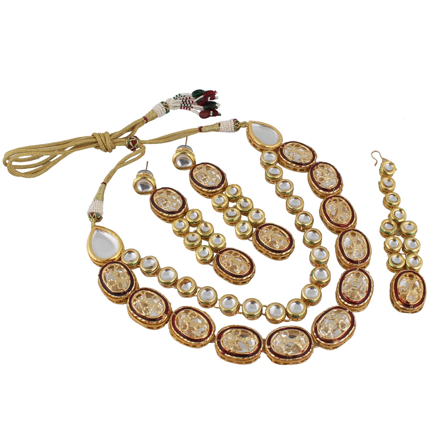 LUCKY JEWELLERY Back Meenakari 18k Gold Plated Maroon Color Tika Earring Combo Jewellery Set Uncut Kundan Big Faux Kundan Dibbi Kundan Choker Necklace Set for Girls & Women (B0BDDZR7PM) Amazon Price History, Amazon Price Tracker