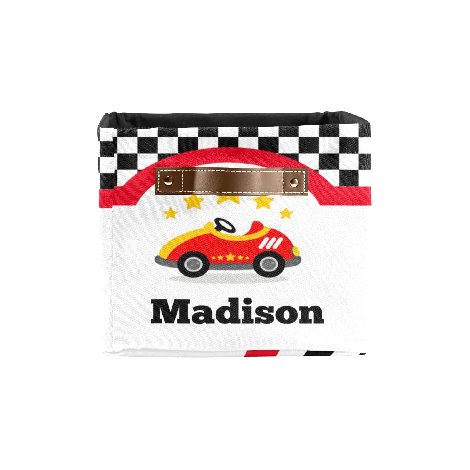 Deven Race Car Personalized Large Storage Baskets for Organizing Shelves with Handle,Closet Decorative Storage Bins for Toy, Bathroom,Nursery,Home 1 Pack