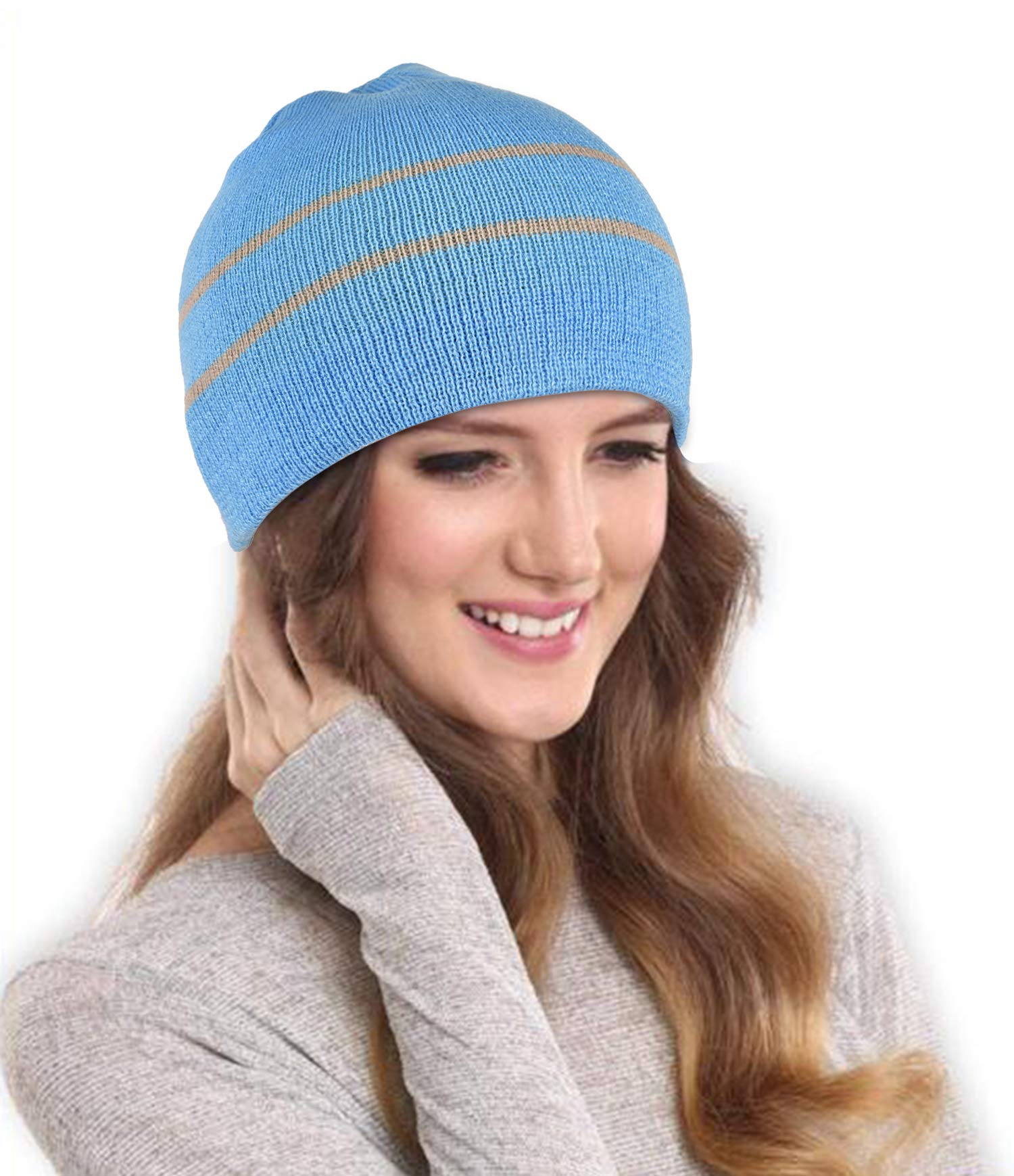 Cap for Men Beanie Women Unisex Topi Head Branded Boy's Girl's Skull Caps Adjustable Strap Summer Sports Cricket Gym Dance Cotton Free Size Woolen Fashion Baseball Hip hop Helmet Winter (Blue)-image-40
