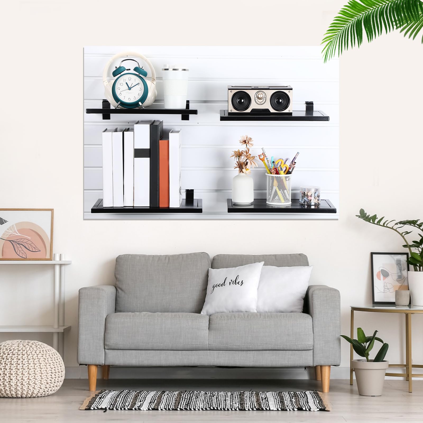 Zonon Slatwall-Regale – 4 Stück, 35 X 20 Cm, Schwarzes Metall, Für Garage, Shop, Wandorganisation
