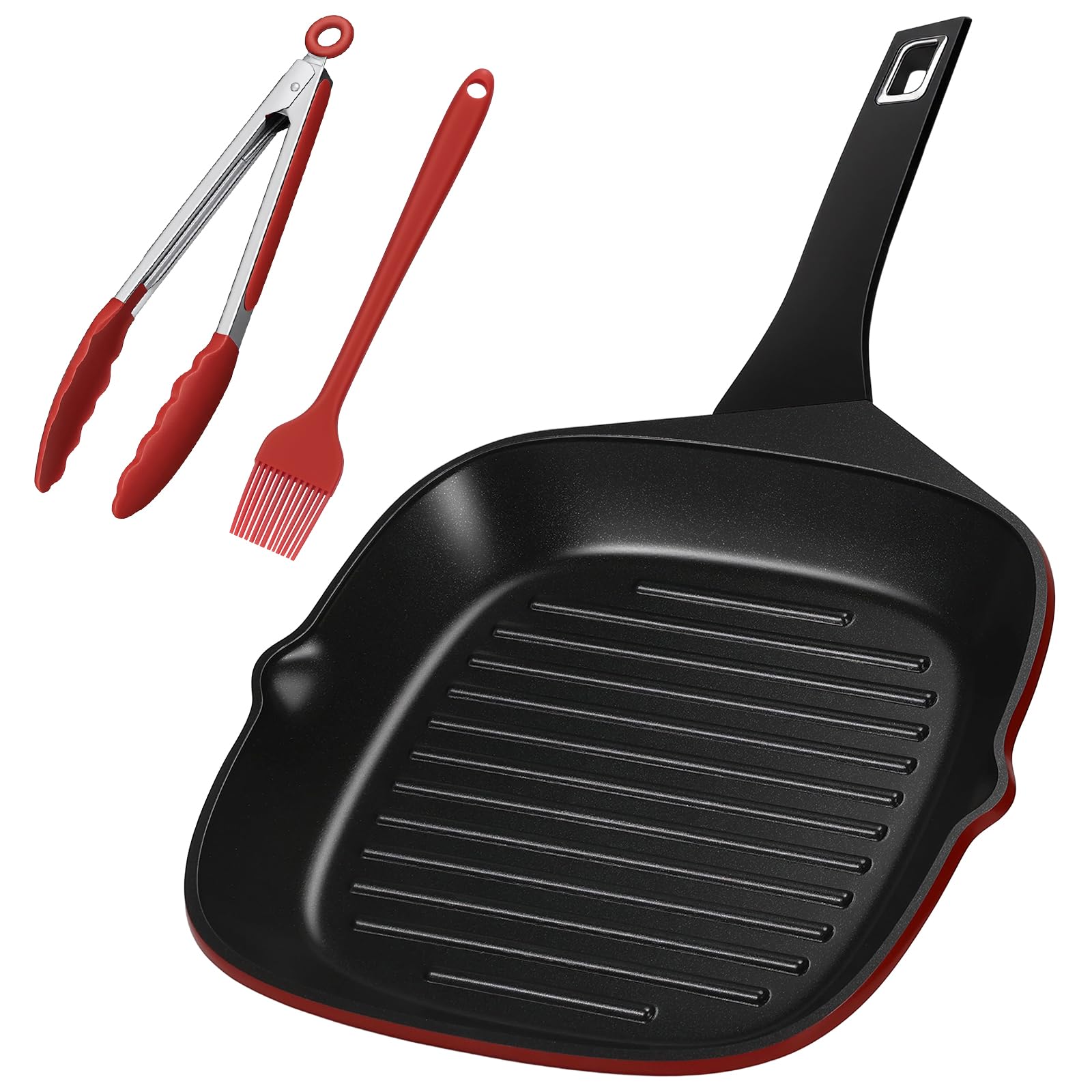 EvoFar Nonstick Griddle Pan for All Hobs, 28cm Square Aluminium Steak Pan