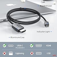 Vista 5 de Cable uni USB C a HDMI 1 m 4K a 30Hz, cable USB tipo C a HDMI de un solo sentido, [compatible con Thunderbolt 3/4] con MacBook Pro/Air, iPhone 15