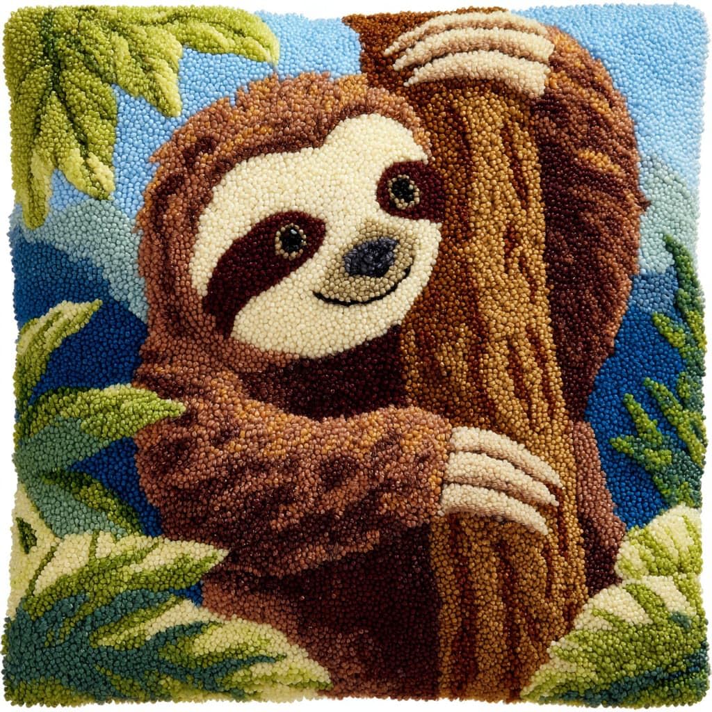 WallustrioaW Latch Hook Kits DIY Throw Pillow Cover,Animal Sloth