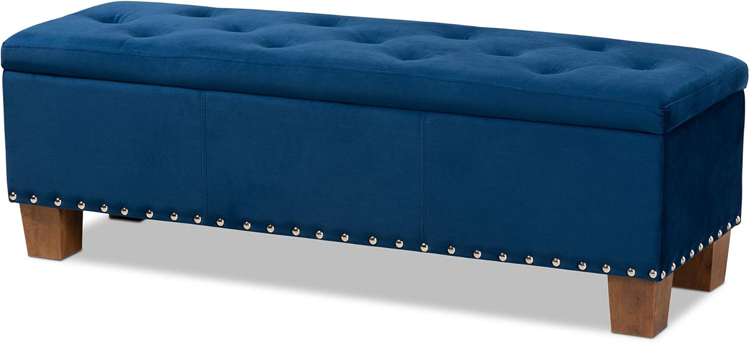 Baxton Studio Ottomans, Navy Blue/Brown