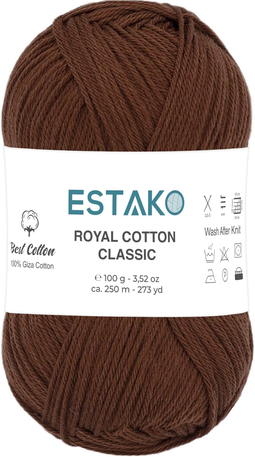 Estako Royal Cotton Classic, (4 Skeins Pack) 100% Giza Cotton Yarn, Soft, Super Fino for Crochet and Knitting (4 x 3.52 Oz) / (4 x 273 Yrds) (4083 - Yellow)