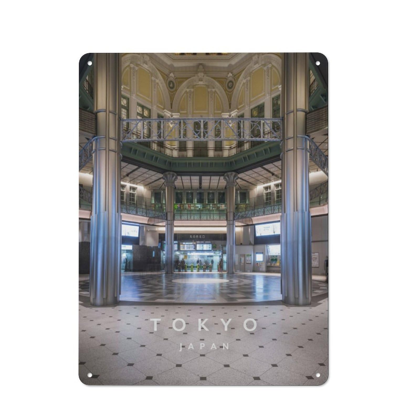 Junmoney Tokyo Station Retro Metal Wall Sign 40X30cm With For Garage Wall, A Decorative Metal Sign For Garages And Workshops
