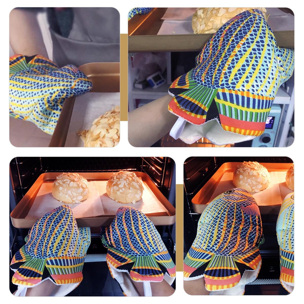 Guantes de Horno Ideales para Retirar Platos de Pasta de Algodón Resistentes al Calor Paquete de 2 Piezas Cómodos y Flexibles para Cocina