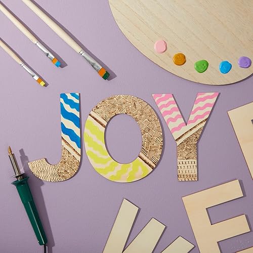 Miniatura 2 de Bright Creations Letras de bloque de madera, 36 piezas, 6 pulgadas, recortes de madera sin terminar para proyectos de pintura y manualidades, letras