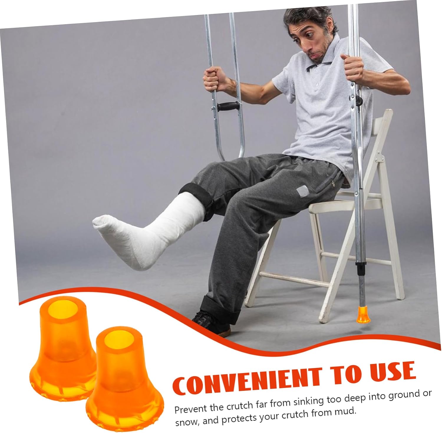 4pcs Non- Crutch Tips for Walking Sticks Foot Pads for Trekking Poles Easy Installation Safety and Stability Diameter Orange