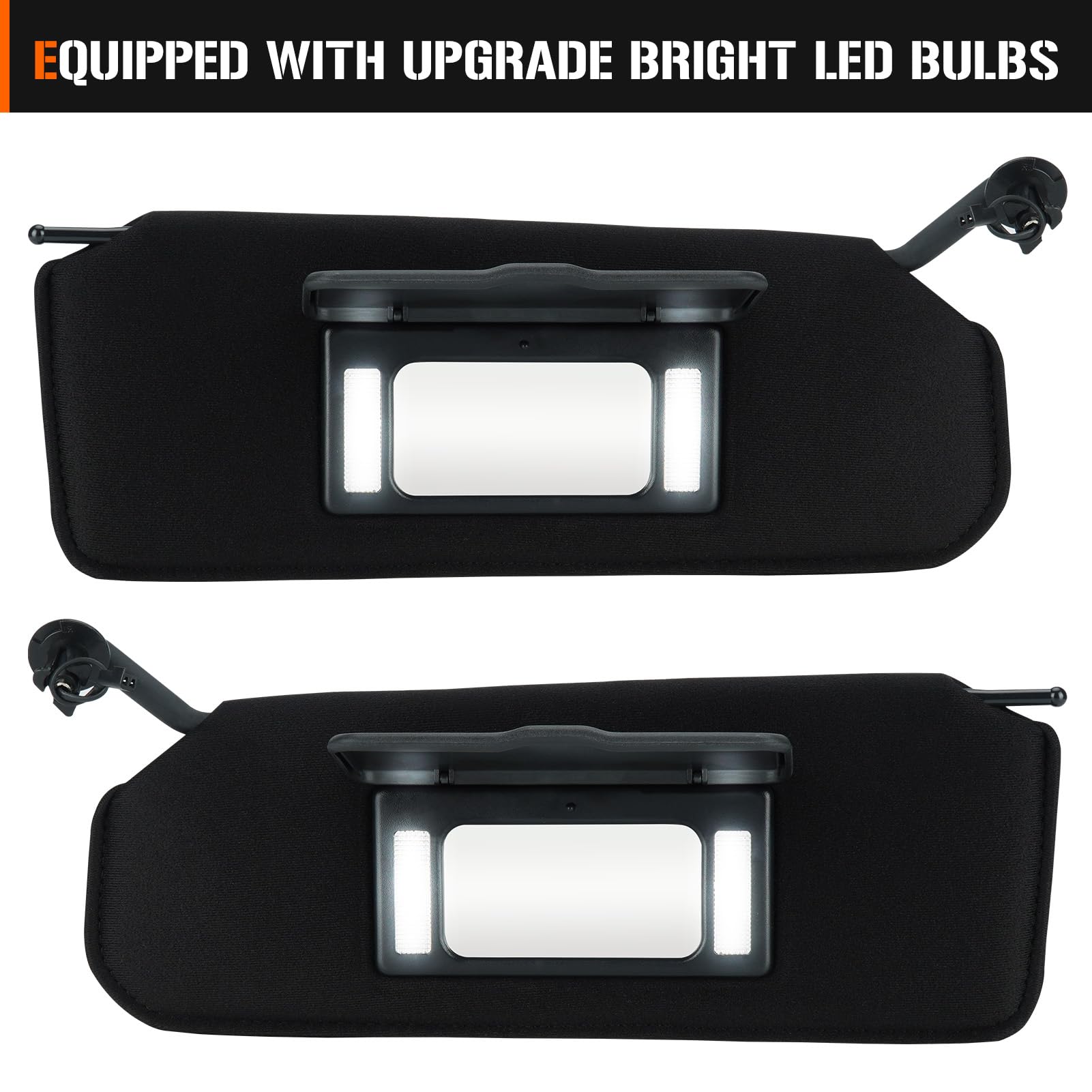 Pare-Soleil Pour Chevrolet Corvette C5 1997-2004 - Paire Conducteur & Passager, LED Intégrées - 12