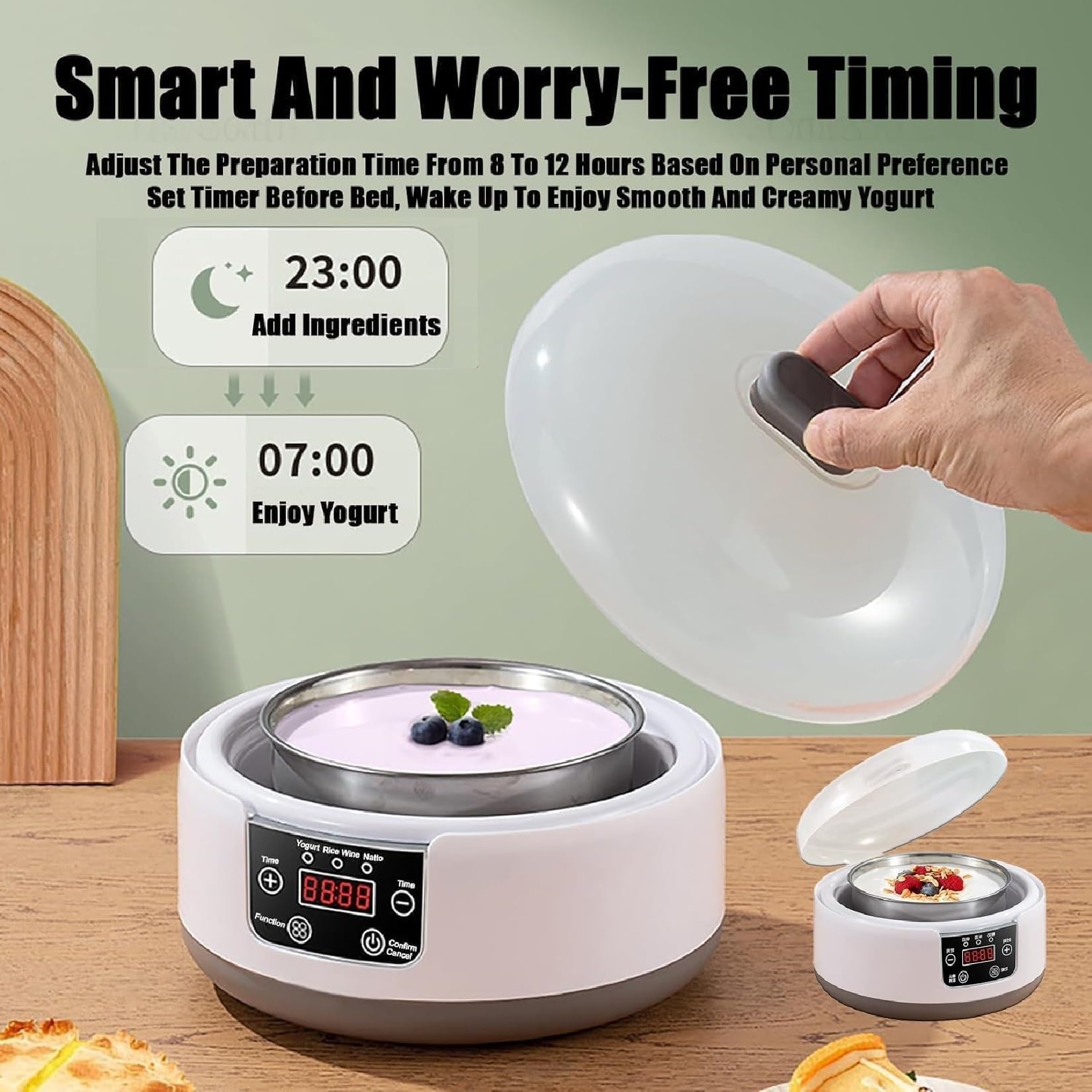 1.2l Automatic Digital Yogurt Maker Machine Stainless Steel 36 Hour ...