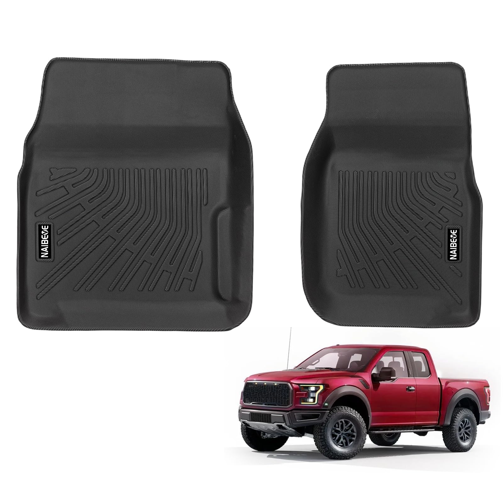 Naibeve Floor Mats for 1980-1996 Ford Bronco/F-150, 1980-1997 F-250/F350 - All Weather Custom Fit for Ford Bronco Floor Mats Waterproof Interior Accessories