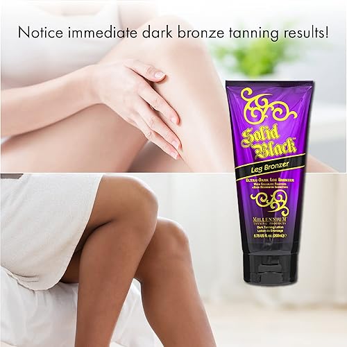 Miniatura 4 de Millennium Tanning Solid Black Leg Bronzer – Loción bronceadora ultra oscura con aloe vera, combatientes contra la celulitis e inhibidores del