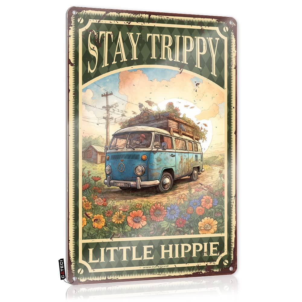 Fzfn Colour Shower Decor Designer Vintage Poster | Stay Trippy Little Hippie Sarcastic For Cafe Living Room(20X30cm)