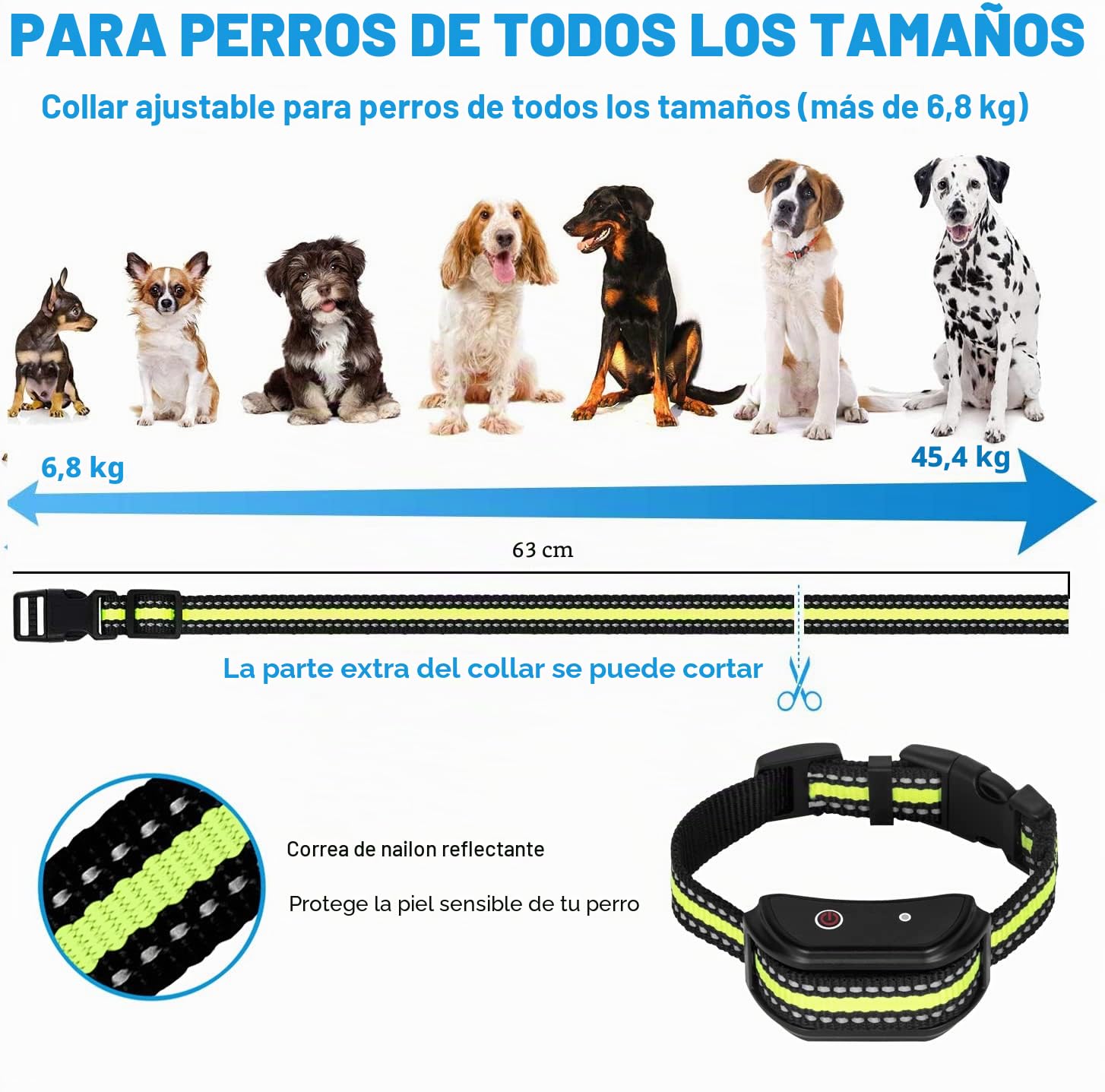 Collar de Adiestramiento para Perros Recargable, Mando Rango de 1000 FT con Modo de Sonido y Vibración, Resistente al Agua IP67 Seguro para Perros Pequeños Medianos y Grandes