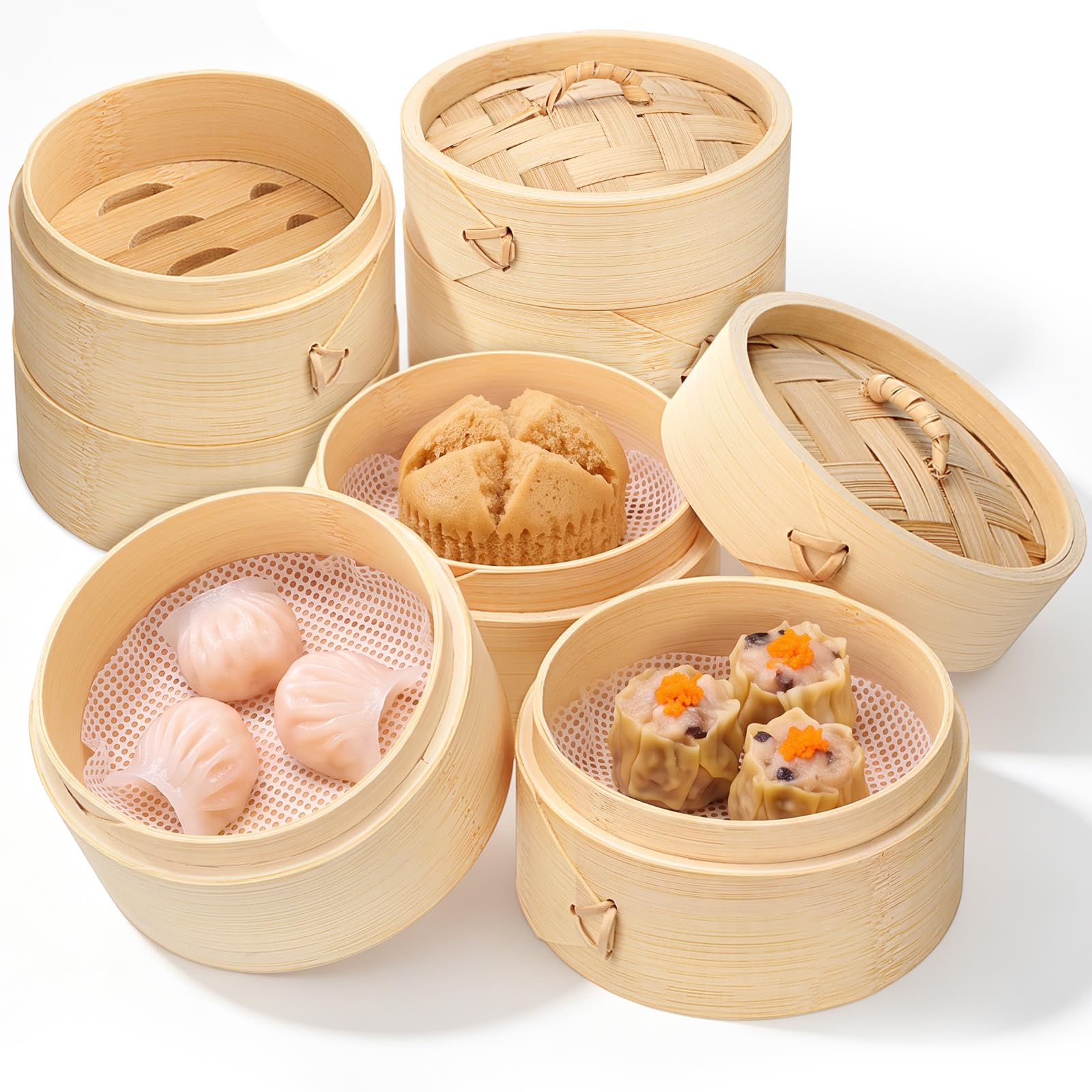 Photo 1 of Singhoow 20-Piece 4-Inch Bamboo Steamer Basket Set