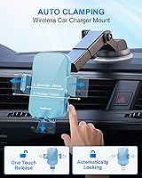 Vista 4 de CHGeek 15W Carga rápida Auto Sujeción Cargador de coche Soporte de teléfono Teléfono (Cyan)