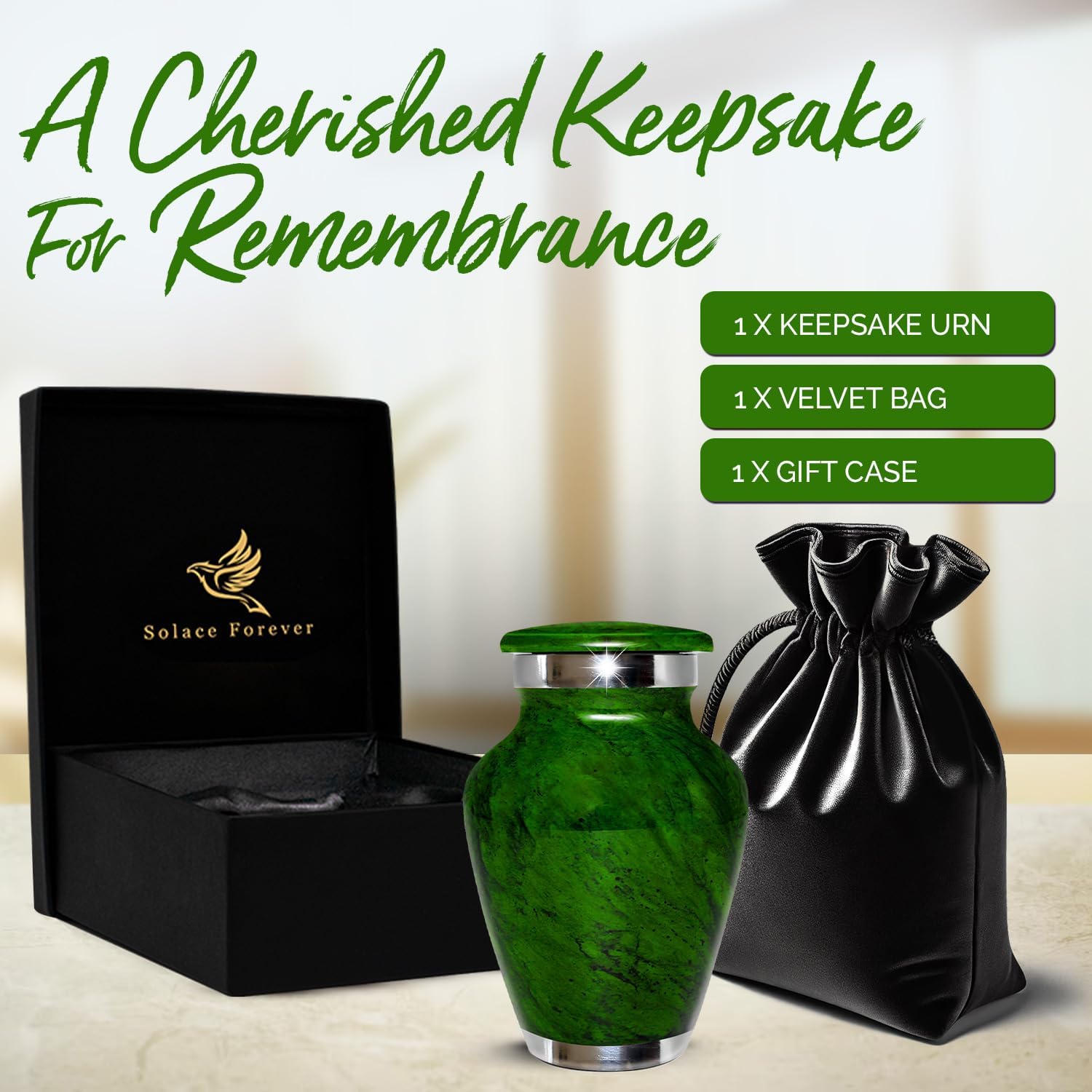 Small Urn for Ashes Male & Female – Mini Cremation Urns for Human Ashes Keepsake – Little Miniature Ash Urn for Mom & Dad – Tiny Decorative Memorial Keepsake for Loved Ones (Green, Small)