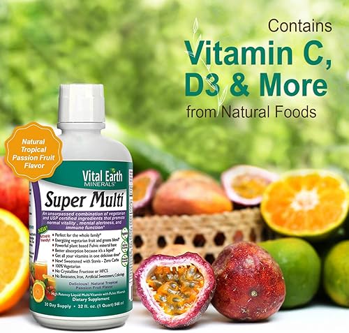 Miniatura 4 de Vital Earth Minerals Vitamina súper líquida de 32 onzas líquidas Paquete de 2 unidades Suministro de 1 mes cada uno alta potencia sin azúcar sin