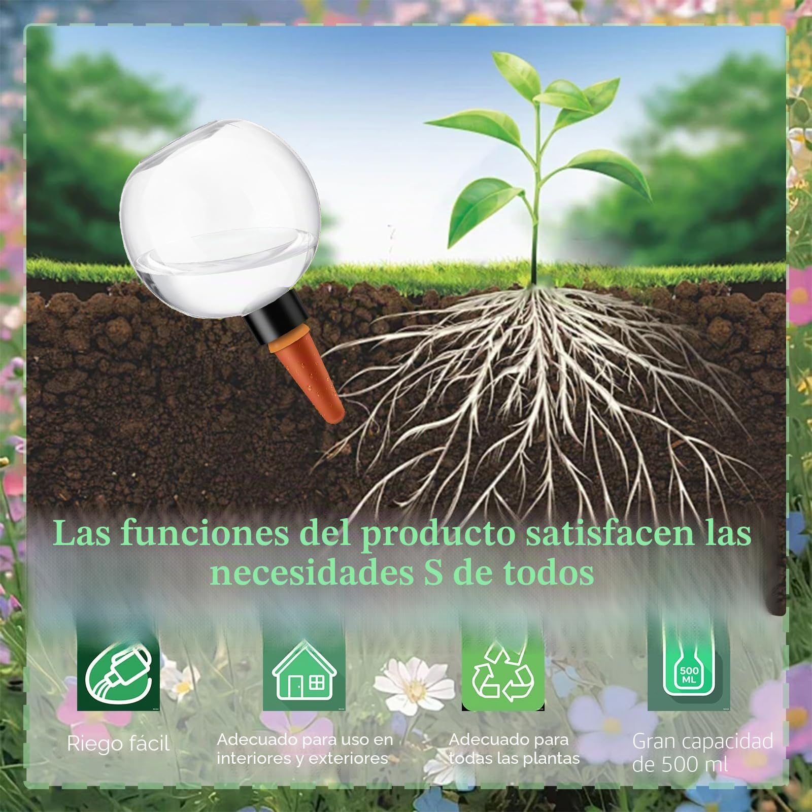 4 Pack Bolas de Riego para Plantas Transparente, Globos de Riego de Plantas, Autorriego Globos Bolas De Riego, Bola De Goteros De Riego Para Macetas Exterior Interior, 500ml