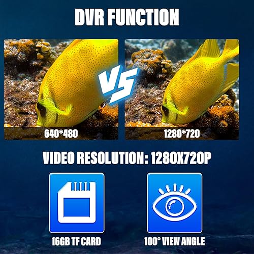 Miniatura 2 de ESANHAO Cámara de pesca, grabadora DVR de 9 pulgadas, cámara de pesca submarina con 30 luces LED ajustables, cámara submarina portátil para pesca en