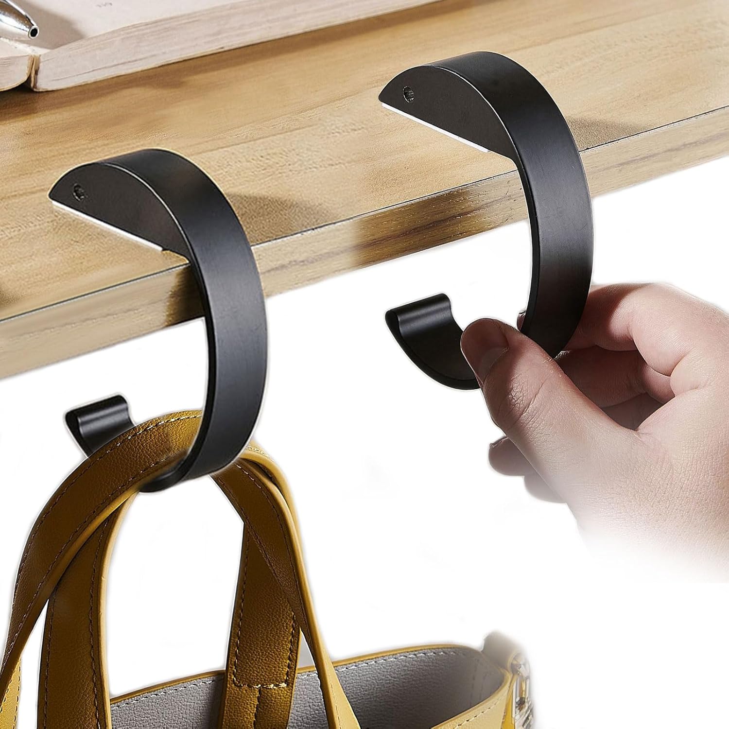 KISOY 2PCS C Shape Purse Hook for Table Handbag Hanger for Desk Heavy Duty Purse Hook Bag Holder