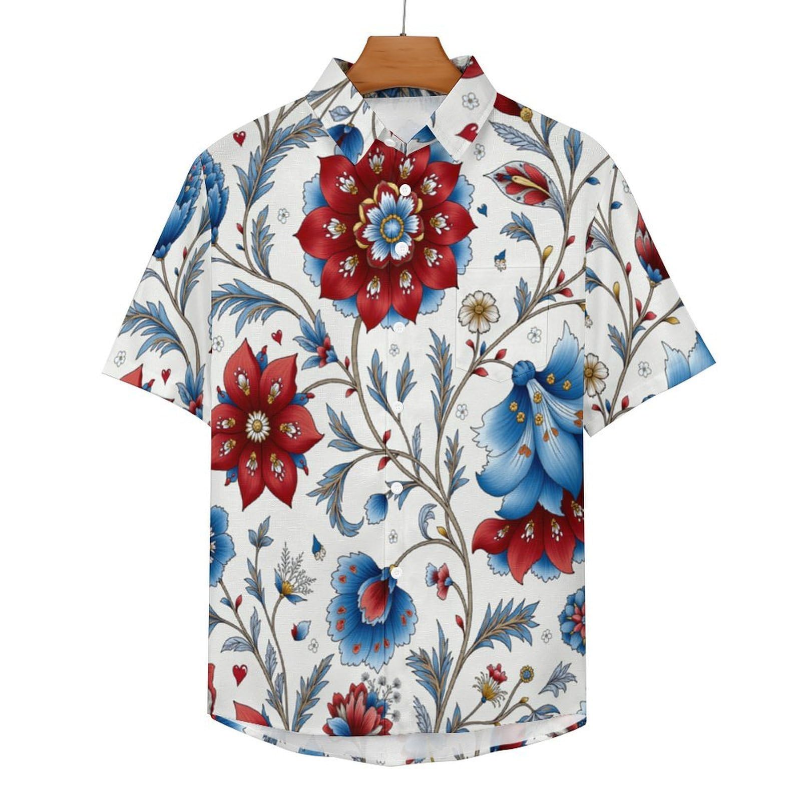 Camicie a Maniche Corte da Uomo - Camicie da Spiaggia con Stampa Elegante Floreale Artistico Tradizionale, Funky Estiva Cool Camicia Hawaiana Monopetto Camicia S-7XL