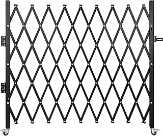Single Folding Security Gate, 7.1'H x 7.9' W (85 x 95 inch) Folding Door Gate, Steel Accordion Security Gate, Flexible Expanding Security Gate, 360° Rolling Barricade Gate, Scissor Gate