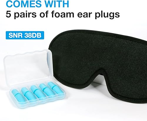 Miniatura 7 de LYSIAN Máscara de ojos para dormir para hombres y mujeres, cómoda, suave, cóncava, opaca en 3D, con tapones de espuma para los oídos para dormir,