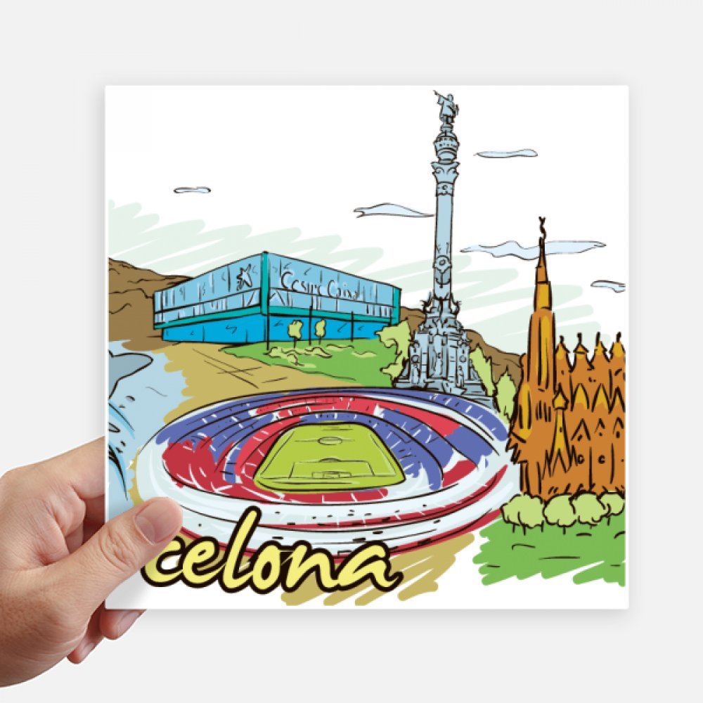 Autocollant Barcelone Aquarelle Haut de Gamme 20x20 CM pour Décoration Murale et PC