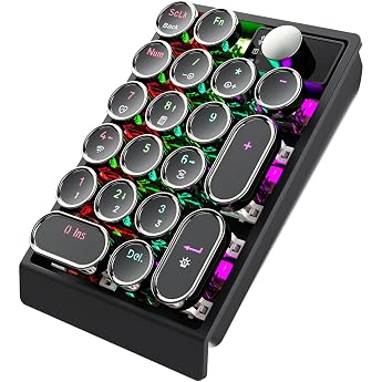 Numpad Wireless Mechanical Keyboard 19 Keys RGB Backlit Hot-Swap 3 Modes BT/2.4G/USB-C 1000mAh Retro Dial for Laptop PC