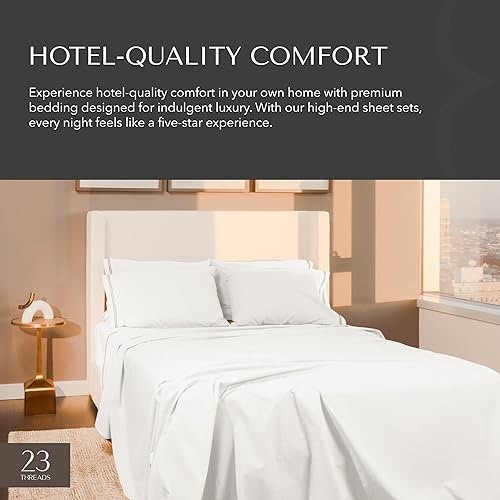 Miniatura 3 de 23 THREADS Juego de sábanas refrescantes de lujo de algodón percal de lujo de la serie X101 con 1 sábana bajera, 1 sábana encimera y 2 fundas de