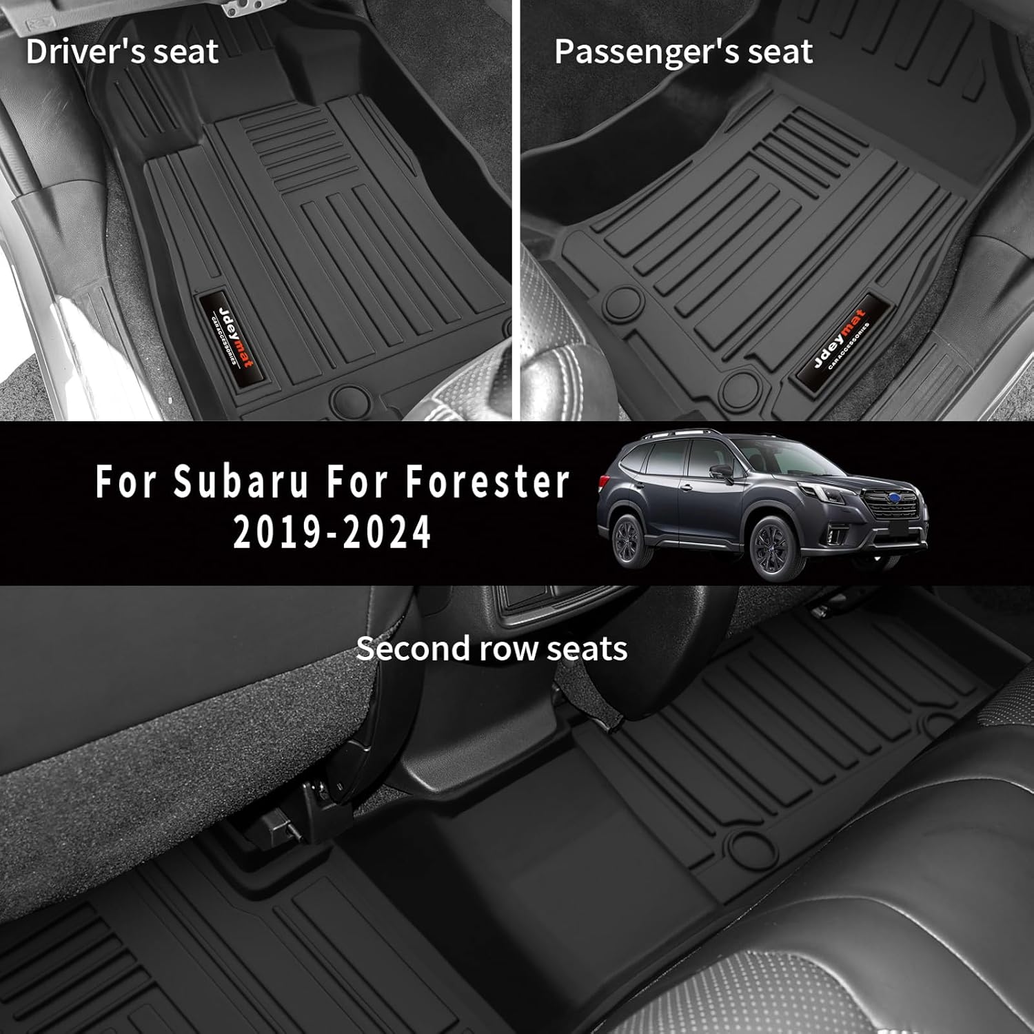 Custom for 2019-2024 Subaru Forester Floor Mats & Cargo Liner & Backrest Mat Set All Weather TPE Rubber Forester Accessories (for 2019-2024 Subaru Forester Full Set)