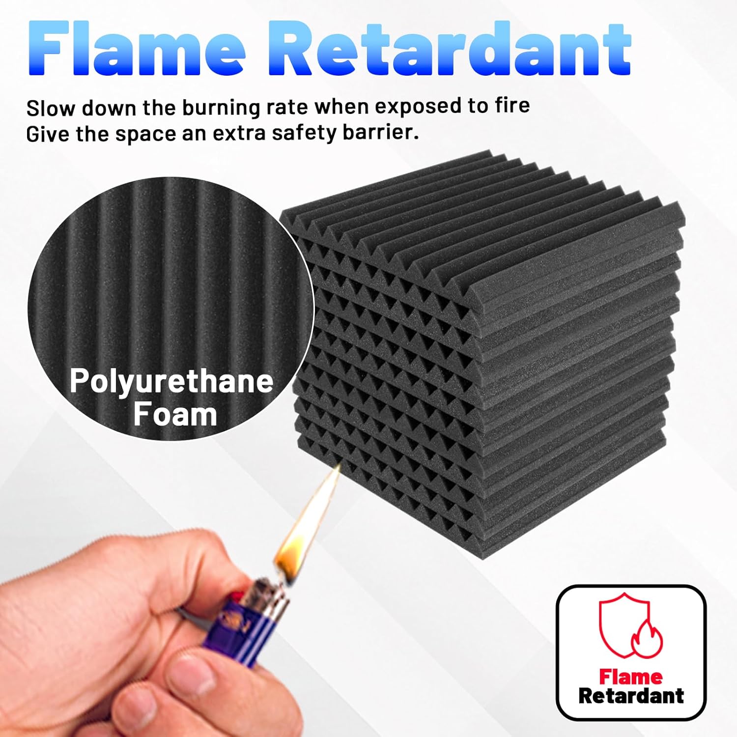 Focusound 36 Pack Sound Proof Foam Panels, 2" x 12" x 12" Acoustic Foam Panels With Self-Adhesive, High Density Soundproofing Wedge Panels for Studio Office Game Room