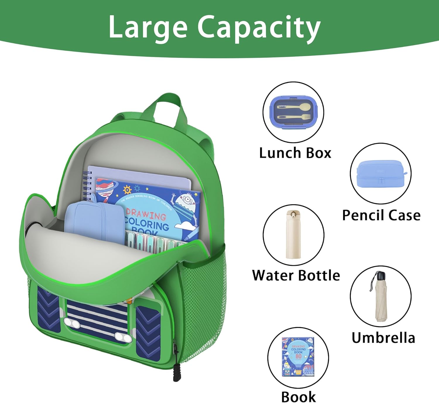 Tractor Toddler Backpack for Little Kids Water Resistance Kindergarten Preschool Bags Children Schoolbag Cute 3D Animal Cartoon Backpacks Gifts for Baby Boys Girls - Image 4