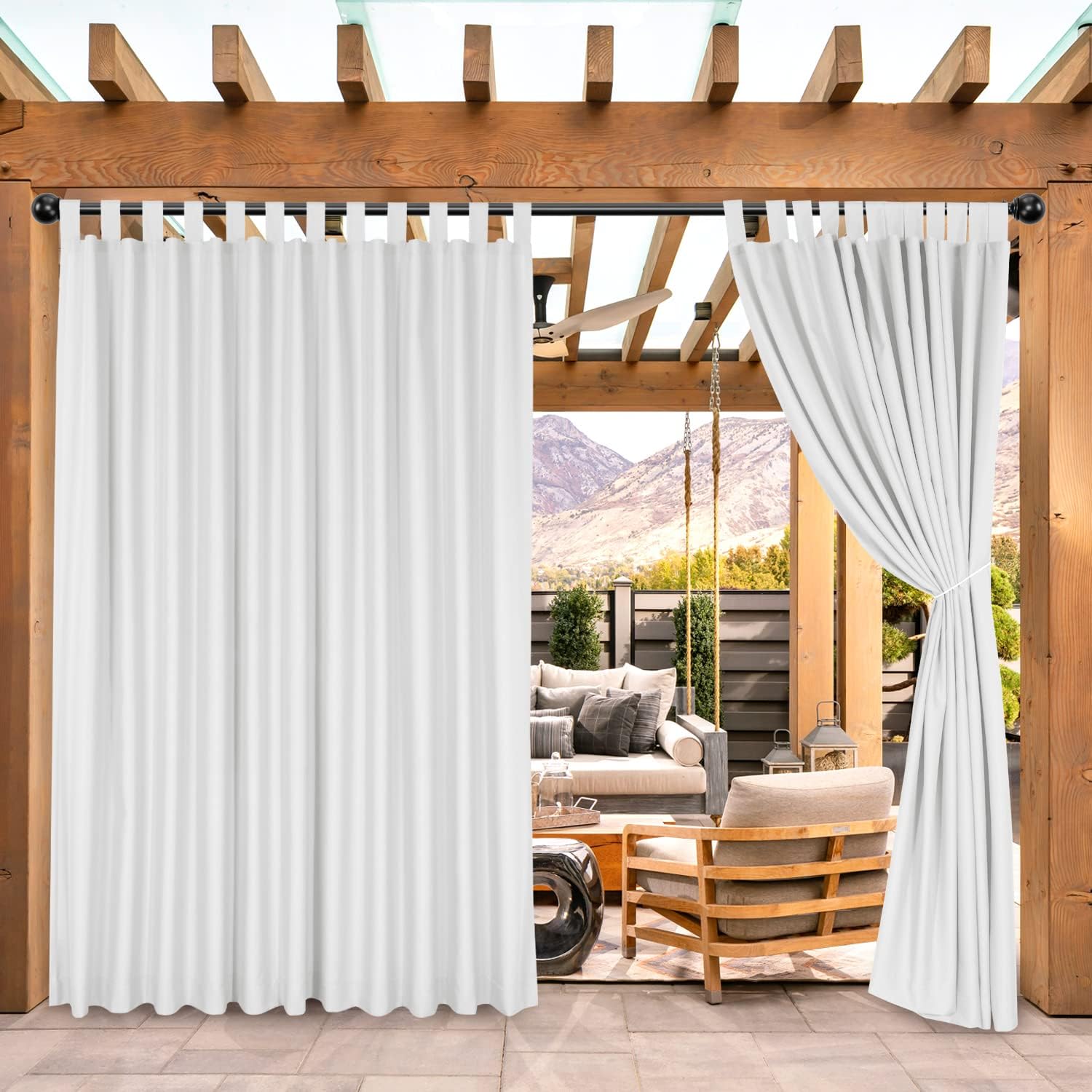 Rosnek Waterproof Indoor/Outdoor Blackout Curtain, Patio Privacy Protect Grommet Curtains Thermal Insulated Curtain Drapes 1 Panel