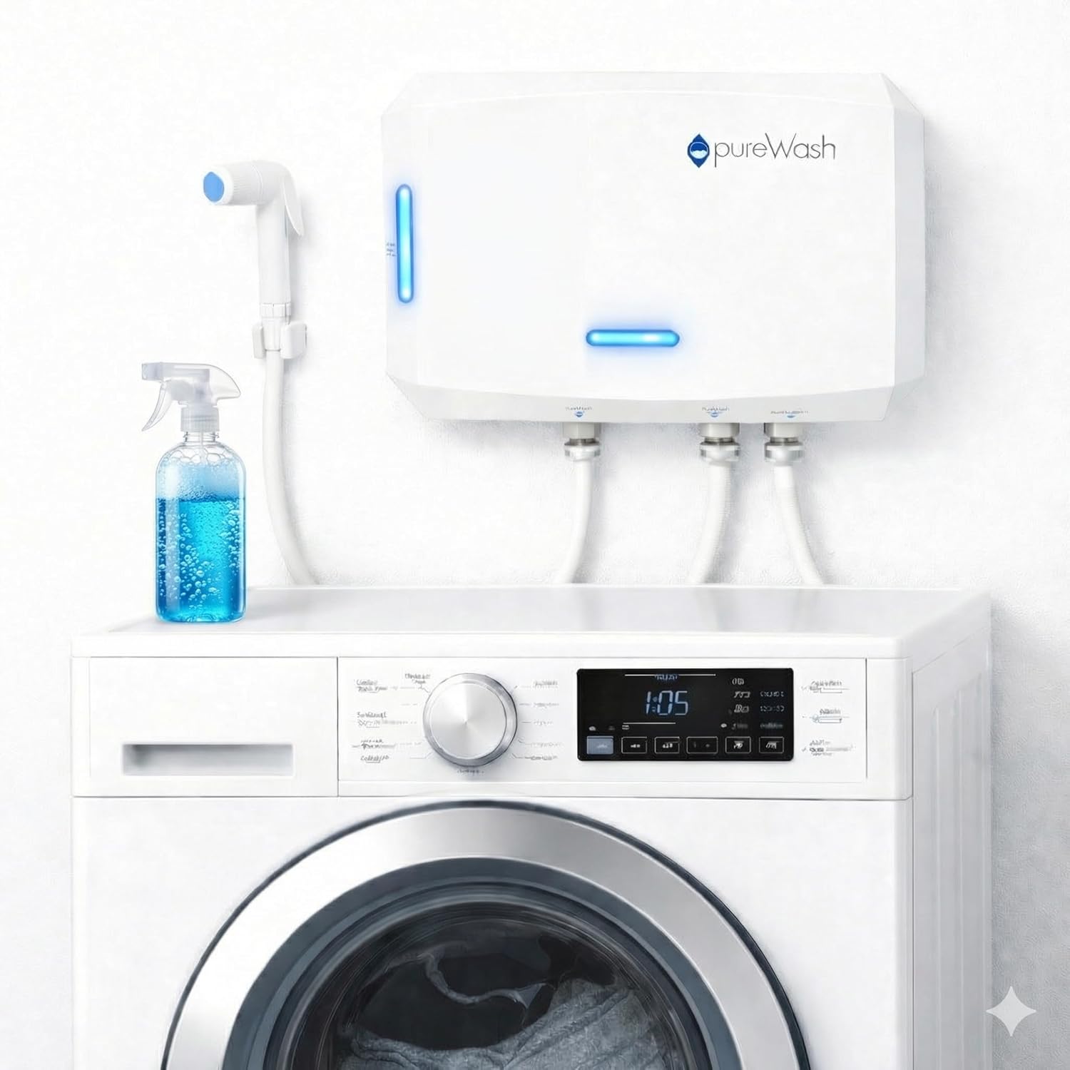 PureWash Pro® Ozone Laundry System - Generates Toxin Free Natural Solutions for Multi-Use Cleaning | Counter Tops | Streak-Free Windows | Mirrors | Carpets | Floors | Cleans Fruits & More