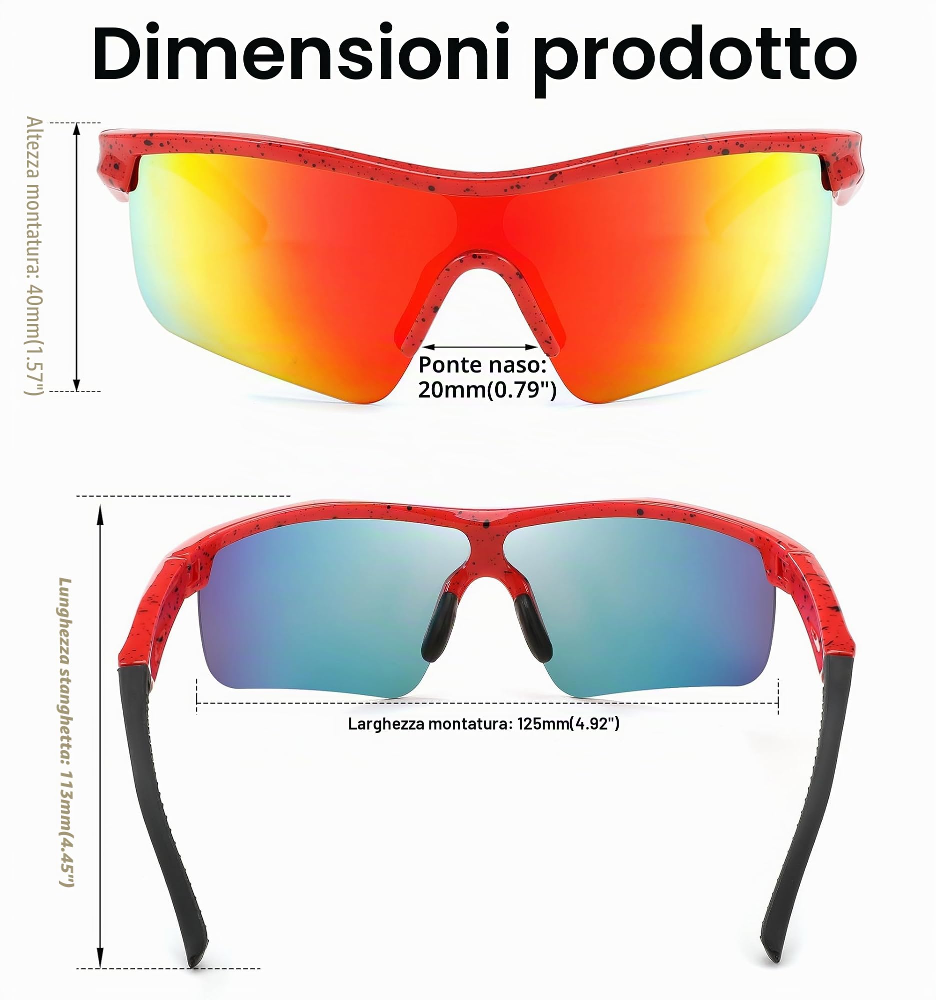 FEISEDY Occhiali da Sole Sportivi Polarizzati per Bambini e Bambine da 5 a 12 Anni, Montatura TR90, Protezione UV400, per Ciclismo Tennis Rugby Basket Corsa Sport All'aperto B2454
