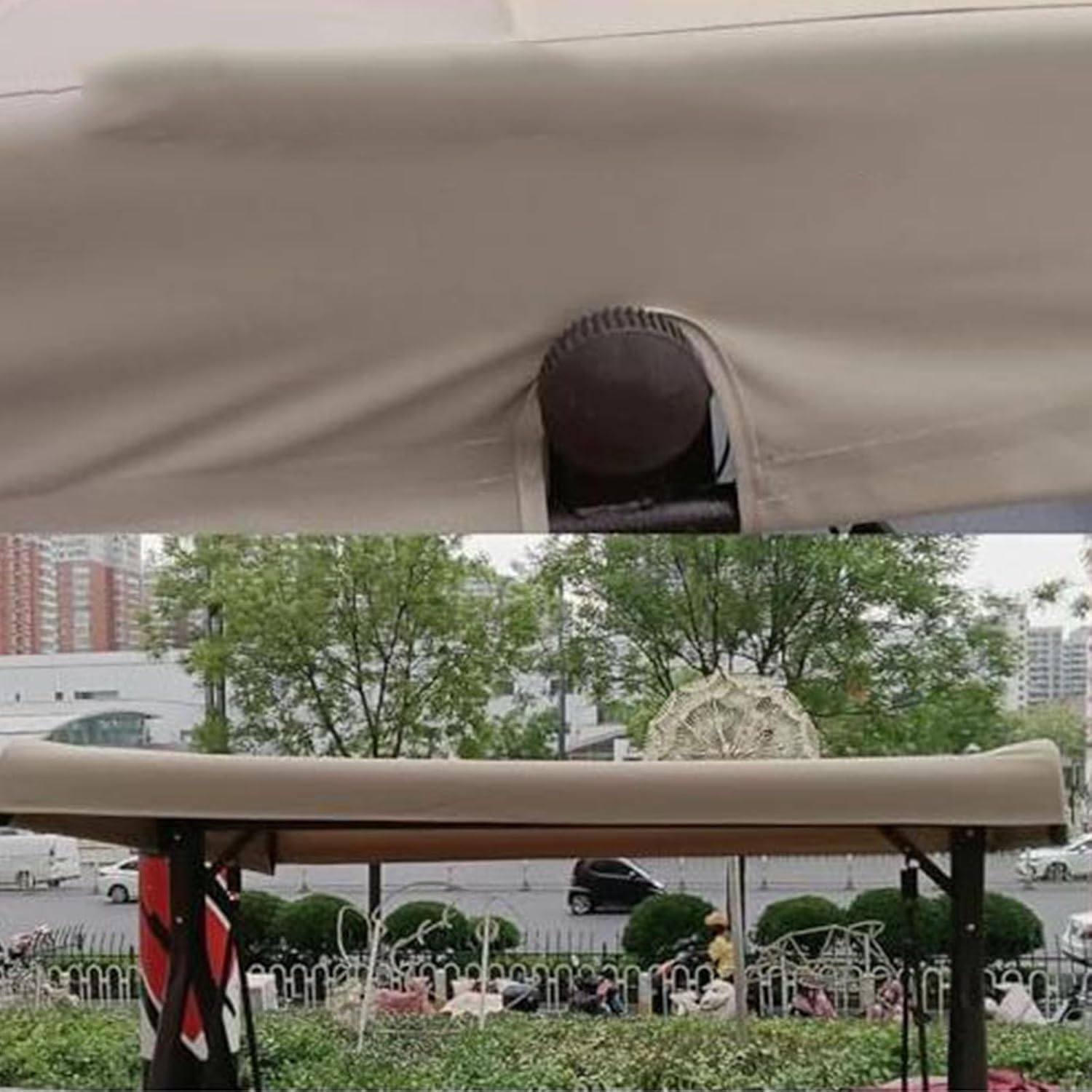 Swing Canopy Replacement Cover, Deluxe Polyester Top Replacement UV Block Sun Shade, for Outdoor Garden Patio(Khaki,62 x 46 in/158 x118 cm)