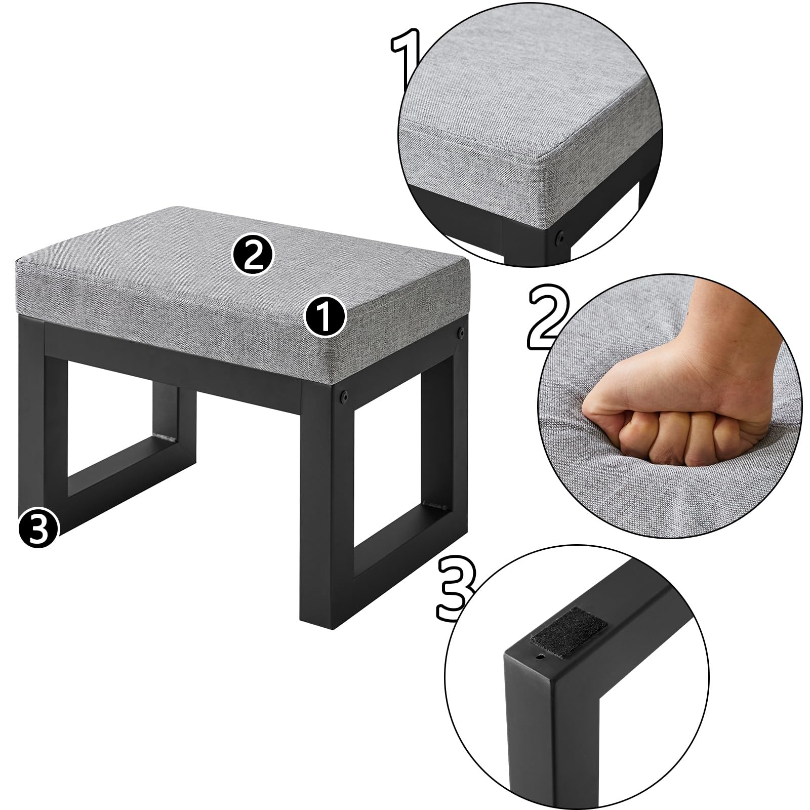 Pouf Poggiapiedi Rettangolare In Pelle PU - 39x29x24.5 Cm, Imbottito, Con Gambe In Legno, Per Soggiorno E Camera