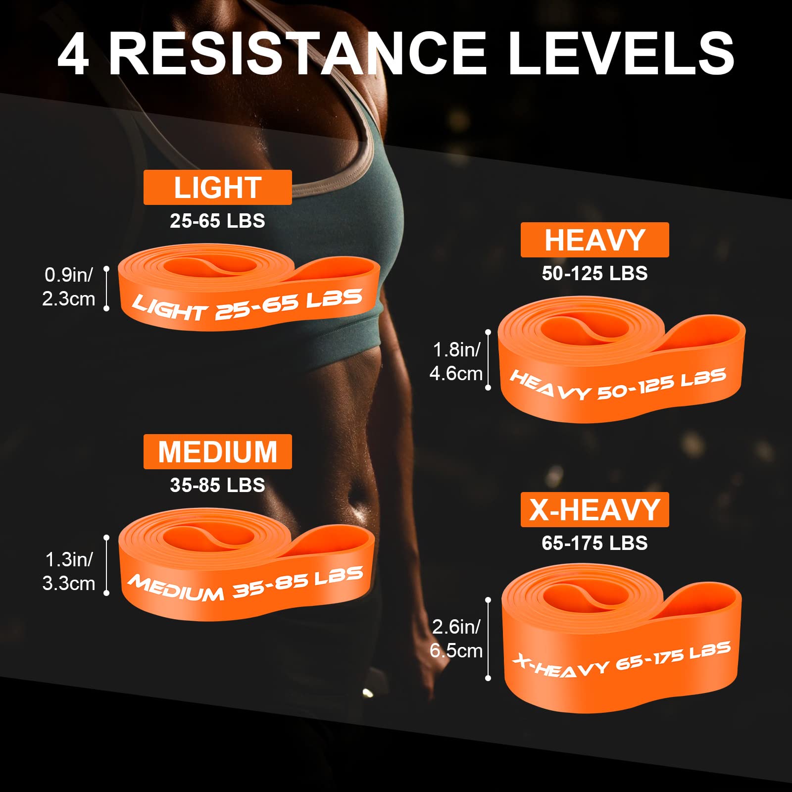 DASKING Bandas Resistencia Trabajos Pesados, 4 Niveles Resistencia Ejercicio Conjunto Bandas Asistencia Tirar para Levantamiento Potencia, TonificacióN Muscular, Yoga, con Bolsa Transporte