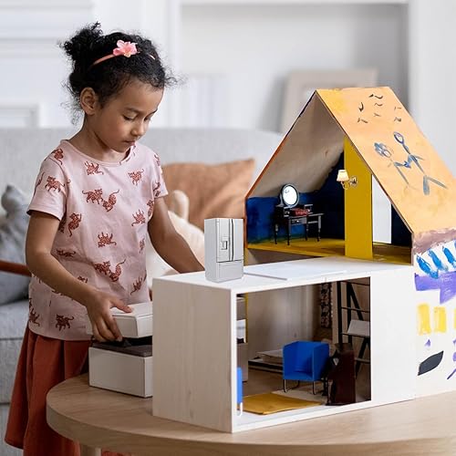 Miniatura 9 de BESPORTBLE Scale Miniature Refrigerator Dollhouse Furniture Decor Silver Gray Mini Fridge Model for Doll Play Lightweight Smooth Surface Educational