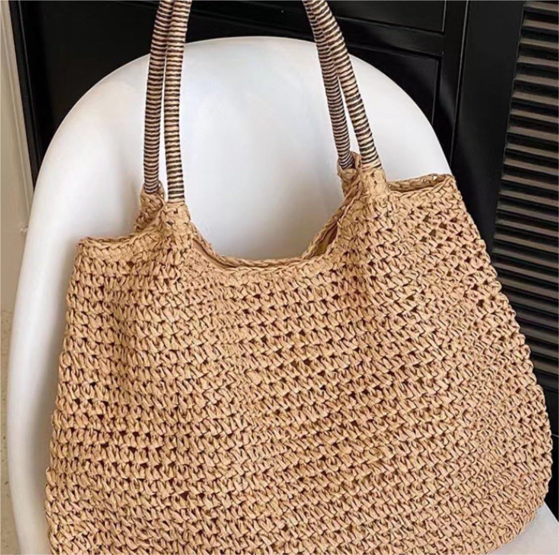 Bolso de Paja Bolso de Paja Ligero para Mujer, Bolso Playa, Tejido Grande Mujer