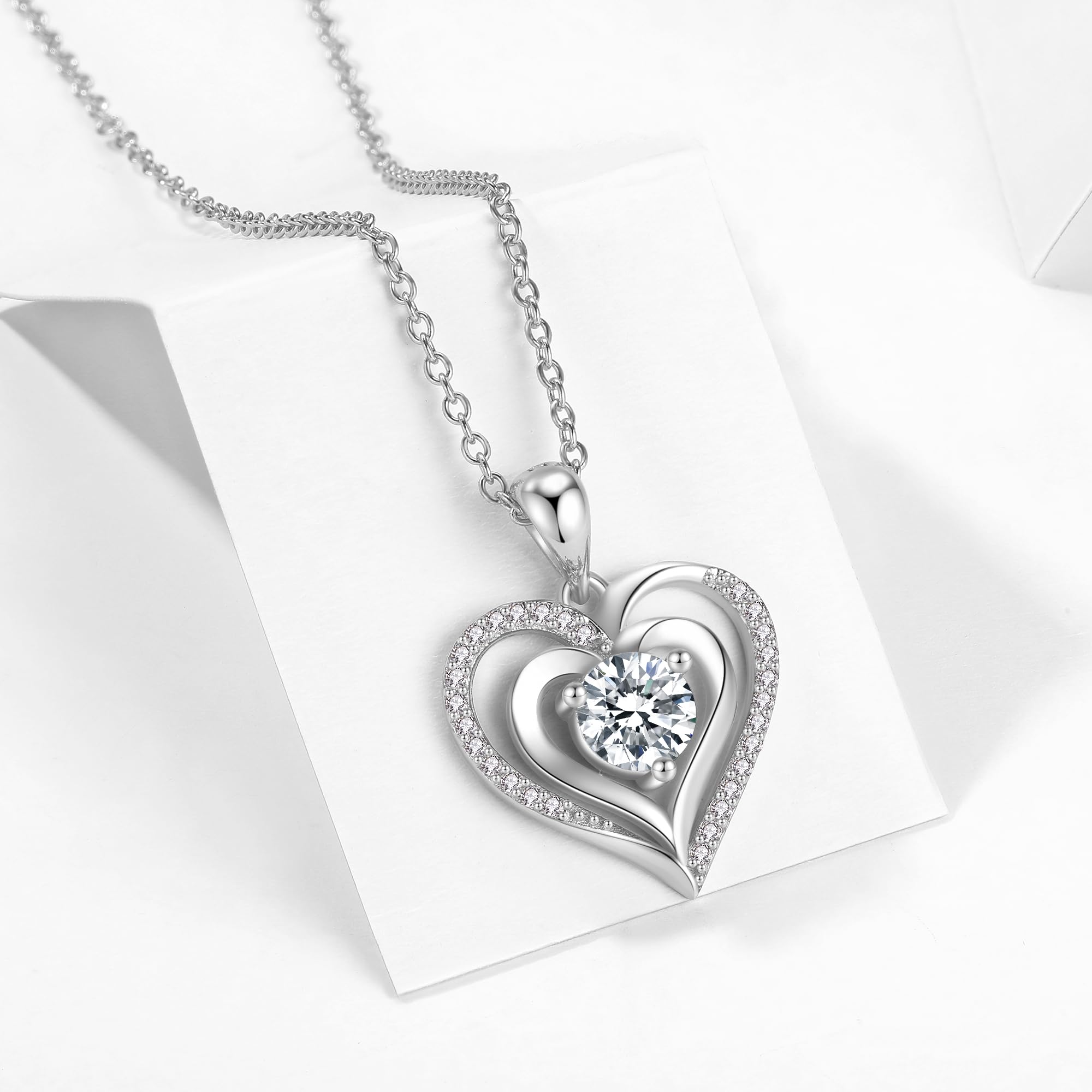 Jrêveinfini Collar Mujer Plata 925 con Circonita Brillante, Diseño de Nudo del Amor y Trébol de Cuatro Hojas, Collar Mujer Elegante para Regalo de San Valentín, Madre o Amiga